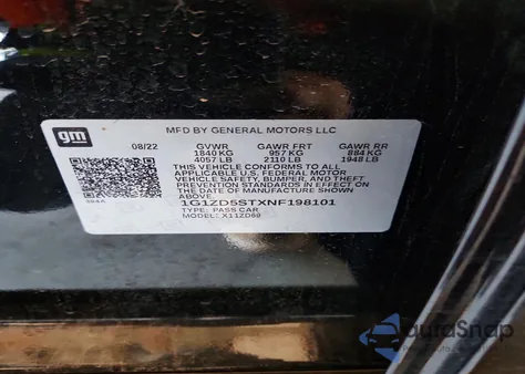 2022 Chevrolet Malibu Lt from USA, damaged, VIN 1G1ZD5STXNF198101